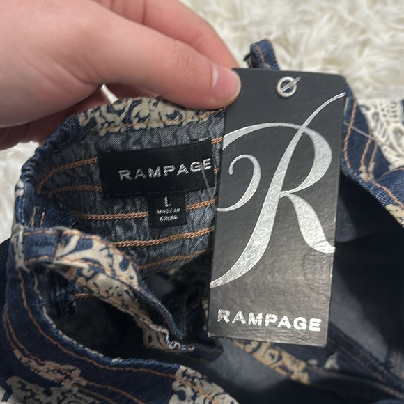 Rampage Denim Sleeveless Top with Zipper Large - Picture 3 of 3